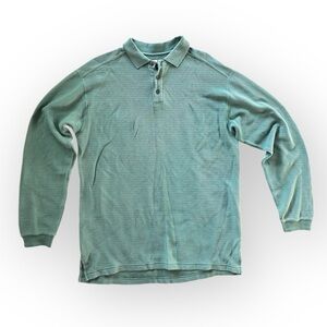 Tommy‎ Bahama Polo Shirt Mens Long Sleeve 72% Silk Blend Ribbed Light Green M